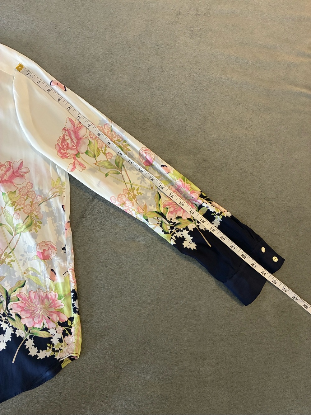 Floral Butterflies Button-Up Blouse in Ivory and Navy - Picture 11 of 11